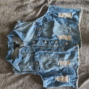 Deniem Jean Vest with silver chains